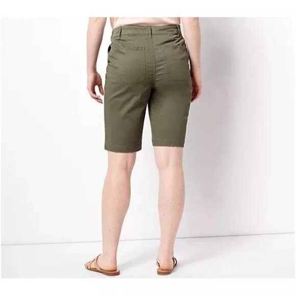 Denim & Co. EasyWear Twill Bermuda Shorts Size 2 Navy Blue A476743 Inseam 11 NEW - Picture 2 of 6